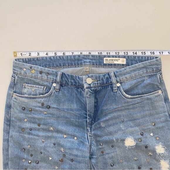 Blank NYC Embellished Studded Girlfriend Crop Light Wash Western Jeans Size 28 - Picture 8 of 10
